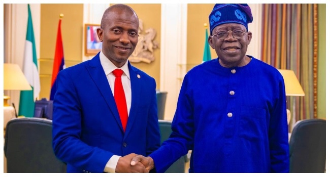 At Aso Villa, Tinubu and the acting EFCC chair Chukkol hold a discussion